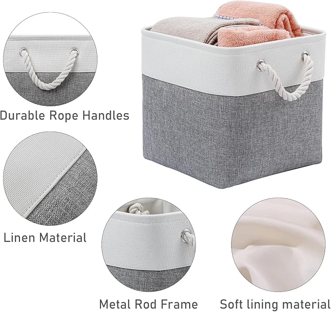 12 x 12 Inch Cube Storage Bins, 6 Pack Large Collapsible Fabric Storage Bin - Image 5