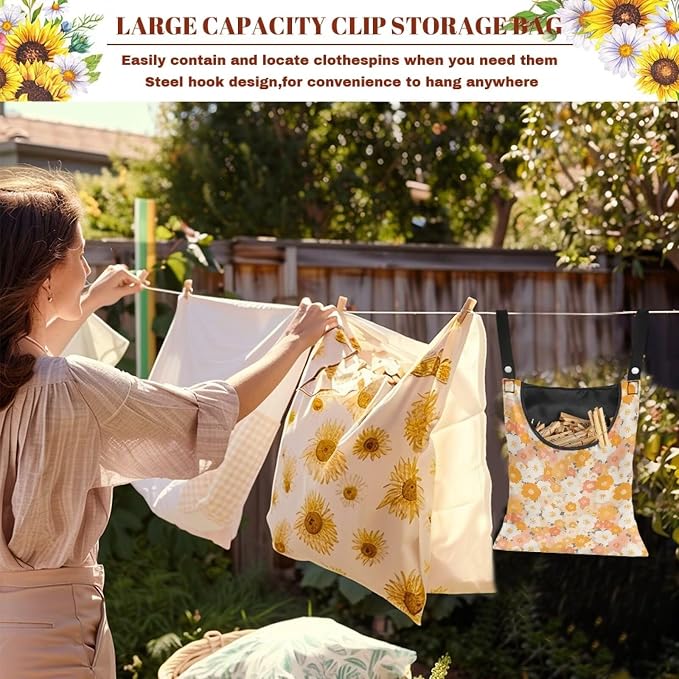 Clothes Pin Hanging Bag with Hanging Rope 14.5 X 12 Inch Clothespin Bag - Image 5