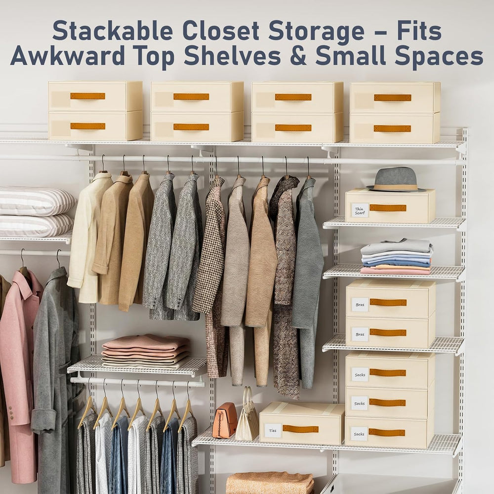 DIMJ Underwear Drawer Organizer, Stackable Bra Organizer for Closet, 4 Pack, ...
