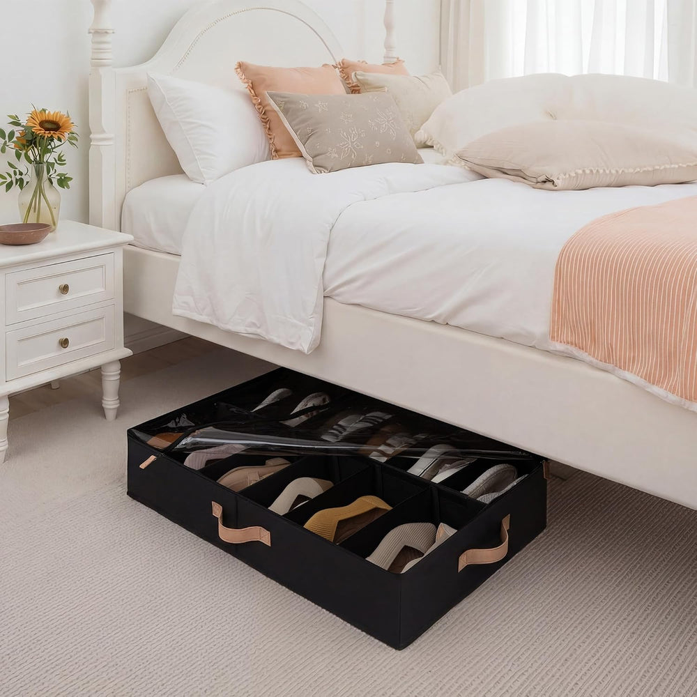 StorageWorks 2-Pack 24-Pair Underbed Shoe Organizer for Closet, Black
