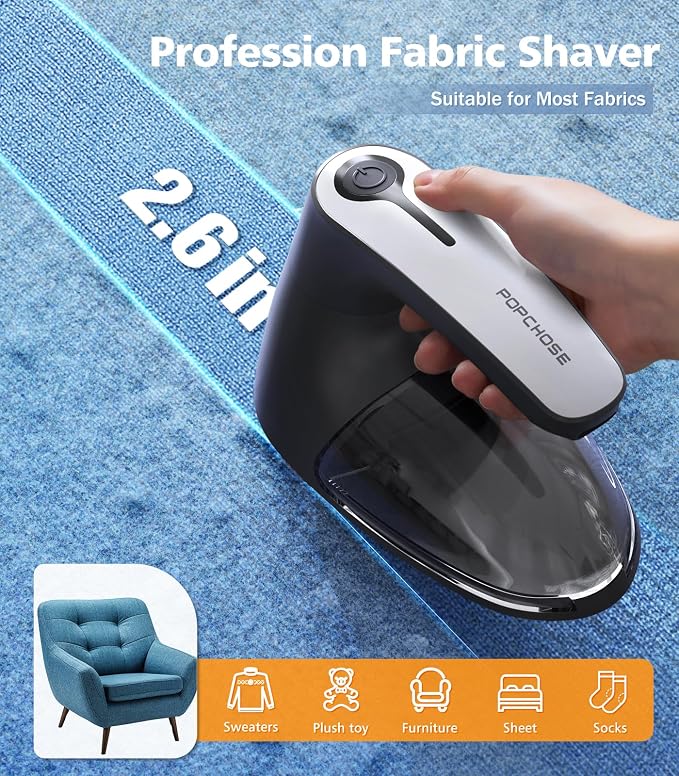 POPCHOSE Fabric Shaver, Rechargeable Lint Remover Defuzzer Sweater Shaver - Image 4