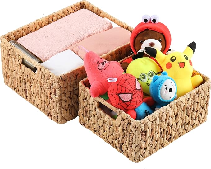 HOONEX Water Hyacinth Storage Baskets, Wicker Baskets - Image 7