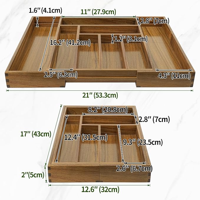 Luxury Acacia Kitchen Drawer Organizer - Image 5