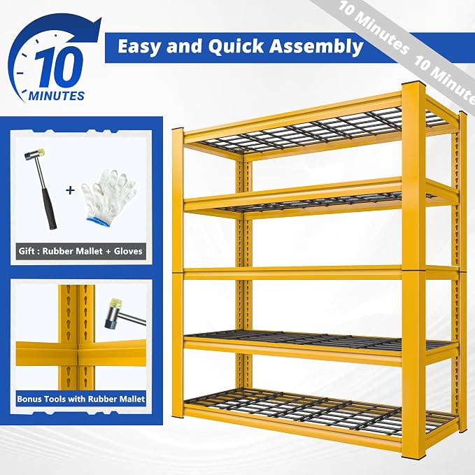 REIBII 72''H Garage Shelving 3010 LBS Storage Shelves Adjustable Metal Shelving - Image 9