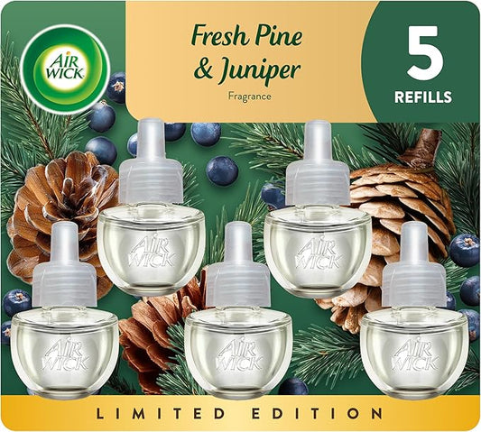 Air Wick Plug in Scented Oil Refill, 5 ct, Fresh Pine and Juniper, Air Freshener by AirWick