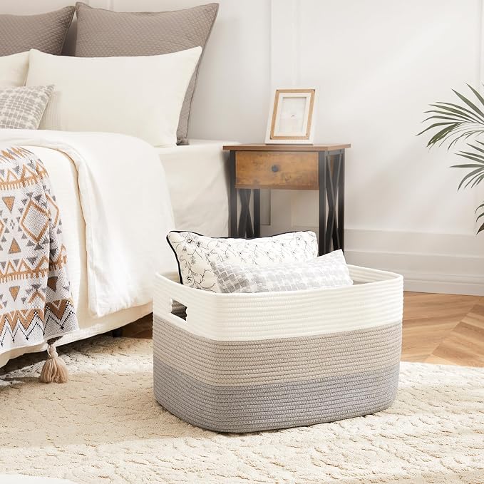 Blanket Basket, Rectangle Woven Baskets - Image 2
