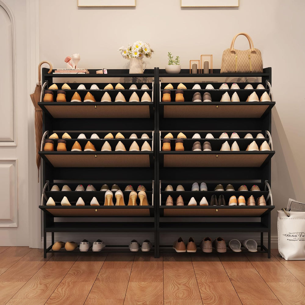 AVZEAR Shoe Cabinet, Shoe Cabinet Freestanding Tipping Bucket Shoe Rack Organ...