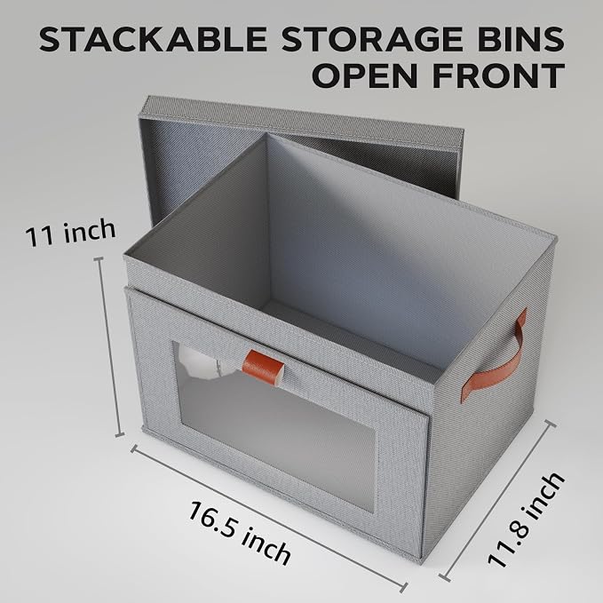 Large Storage Bins with Lids, Stackable&Collapsible Closet Storage Bins - Image 3