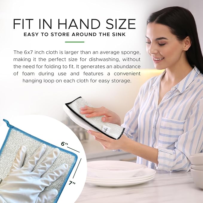 Whiffkitch Dishcloths Dishrags for Kitchen and Household Cleaning 6x7 6-Pack - Image 4