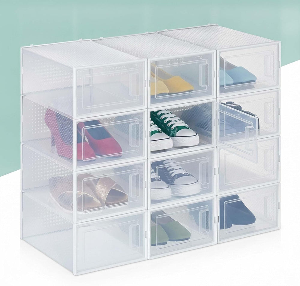 Relaxdays Shoe Boxes 12 Pack, 14.5 x 23 x 33.5 cm