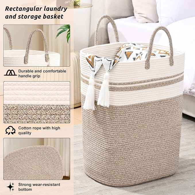 Woven Laundry Basket for Clothes, 100 L Large Rectangle Laundry Hampers - Image 3