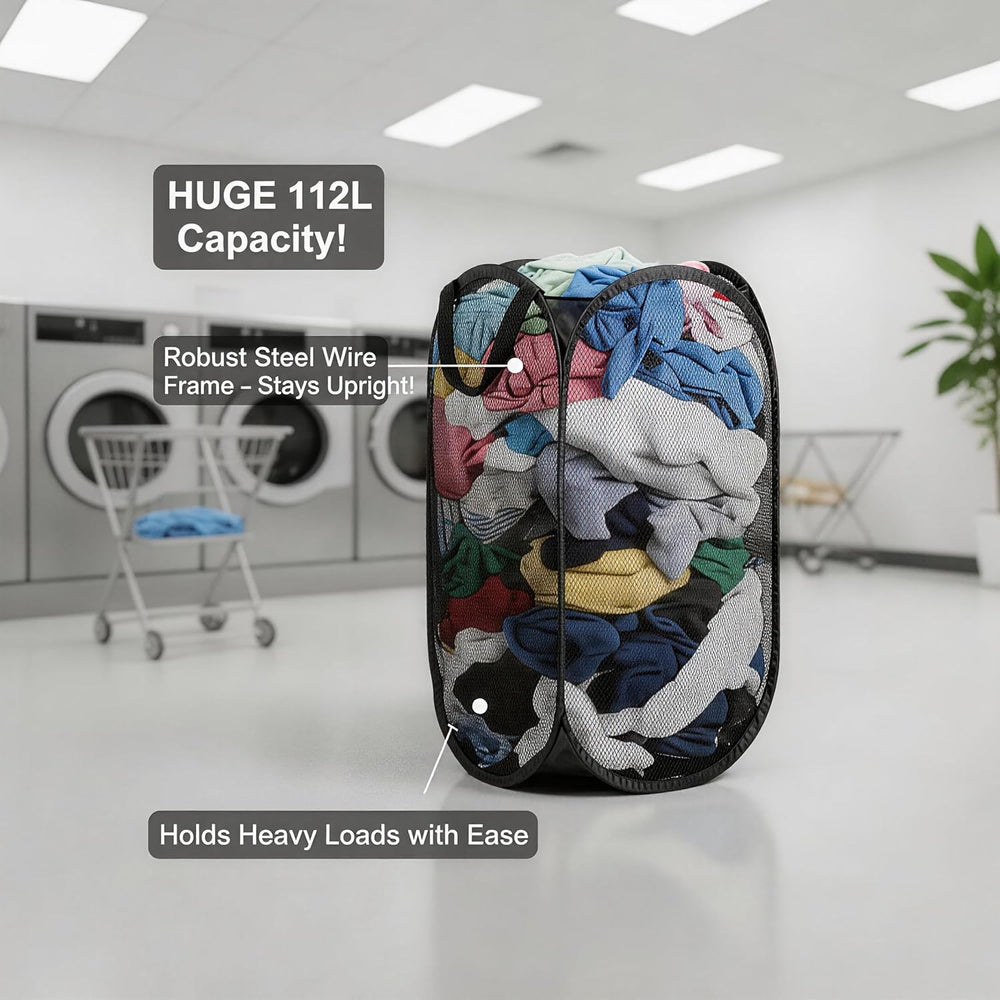 16 Pack Commercial Pop Up Laundry Hampers, 112L Large Capacity, Foldable Mesh...