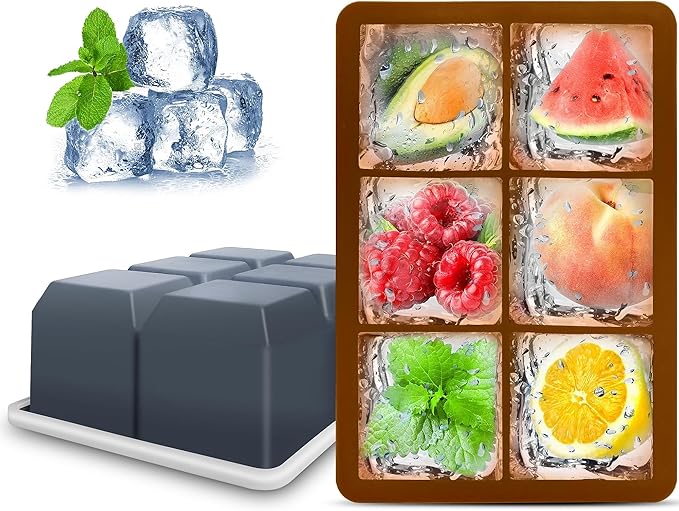 Silicone Ice Cube Trays with Lids, Large Square Ice Cube Molds by Excnorm