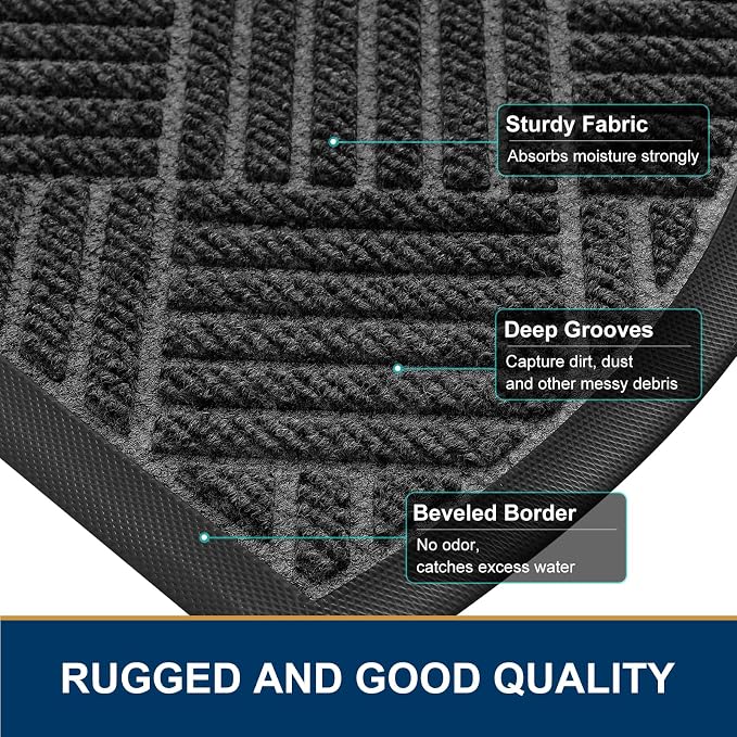 Smiry Half Circle Front Door Mat Outside Entrance, Heavy Duty Outdoor Indoor - Image 4