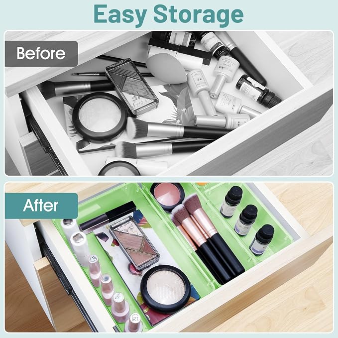 WOWBOX 25 PCS Plastic Drawer Organizer Set, 4 Sizes Desk Drawer Divider - Image 4