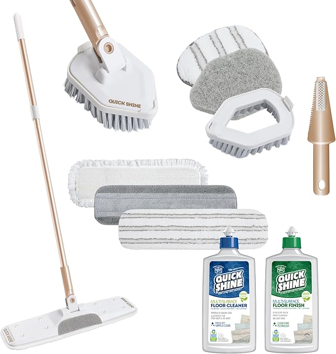 Quick Shine Ultimate Gold Clean + Polish Mop Kit | All-in-One 11 Pc Kit by QuickShine%7CSmartLivingCleanSolutions