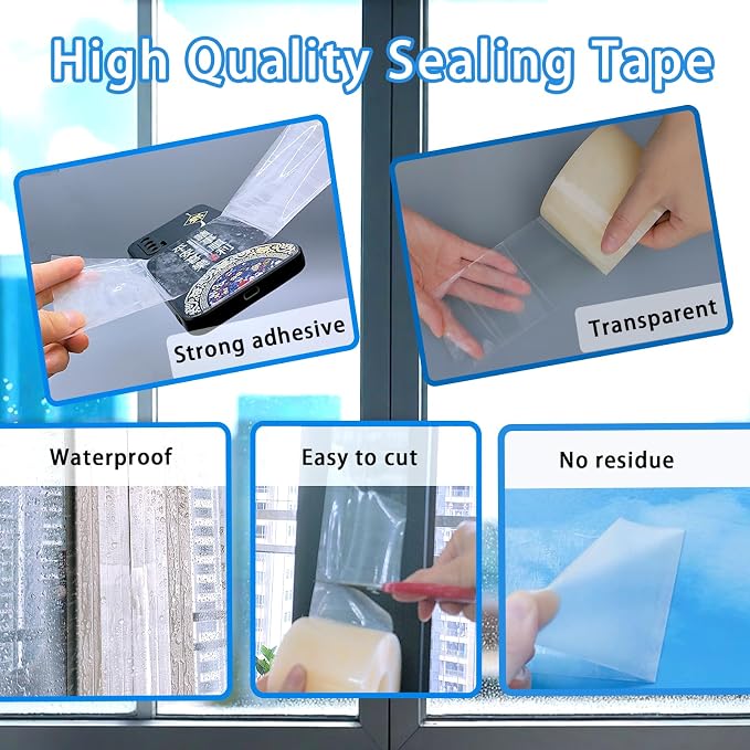 Transparent Window Weather Sealing Tape, Winter Window Seal Kit - Image 3