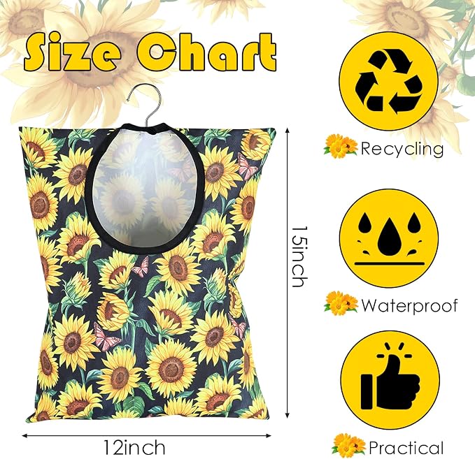 2 Pcs Sunflower Clothes Pin Bag Clothespin Bag Holder Clothespin Holder 15 X 11 - Image 2
