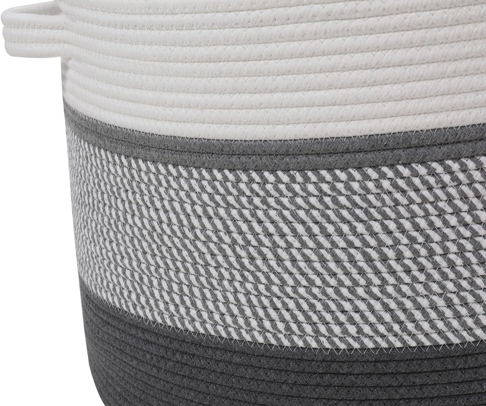 20x15 Inch Extra Large Round Cotton Rope Storage Basket with Lid, Decorative ...