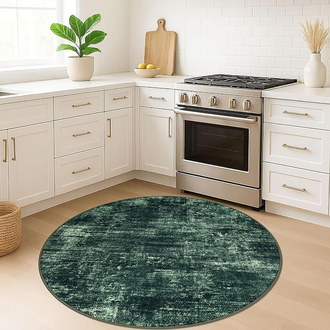 IOHOUZE Round Area Rug 5 Ft Circle Entryway Rugs Round Washable Door Mat Indoor - Image 2