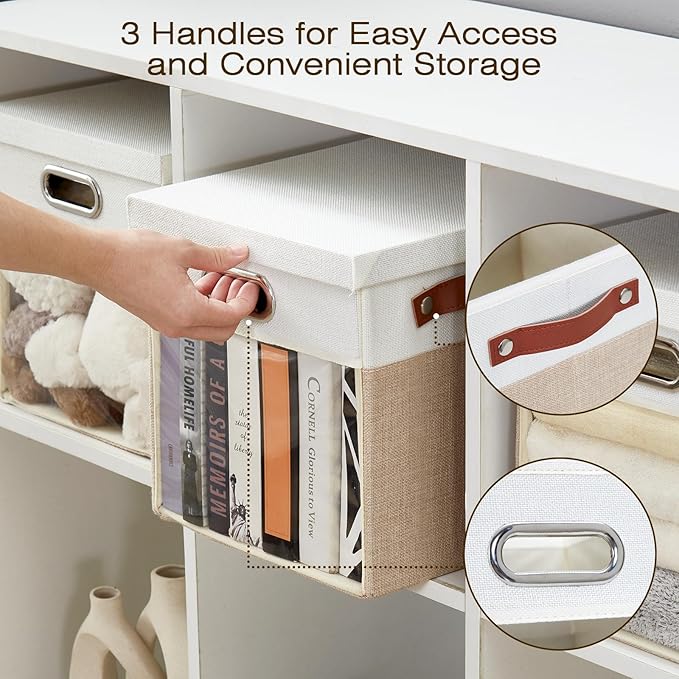 Fabric Storage Cubes with Clear Windows and Lids 11'' Foldable Storage Bins - Image 4