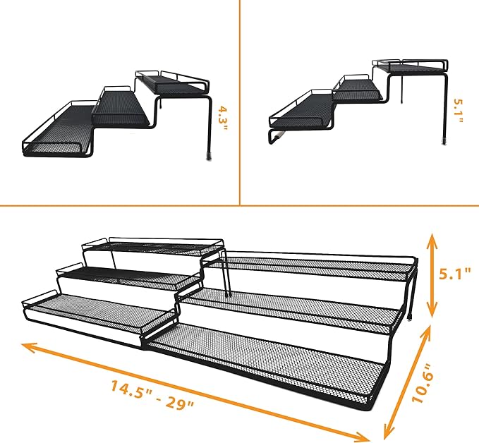 3 Tier Wide Expandable Cabinet Spice Rack Organizer - Image 6
