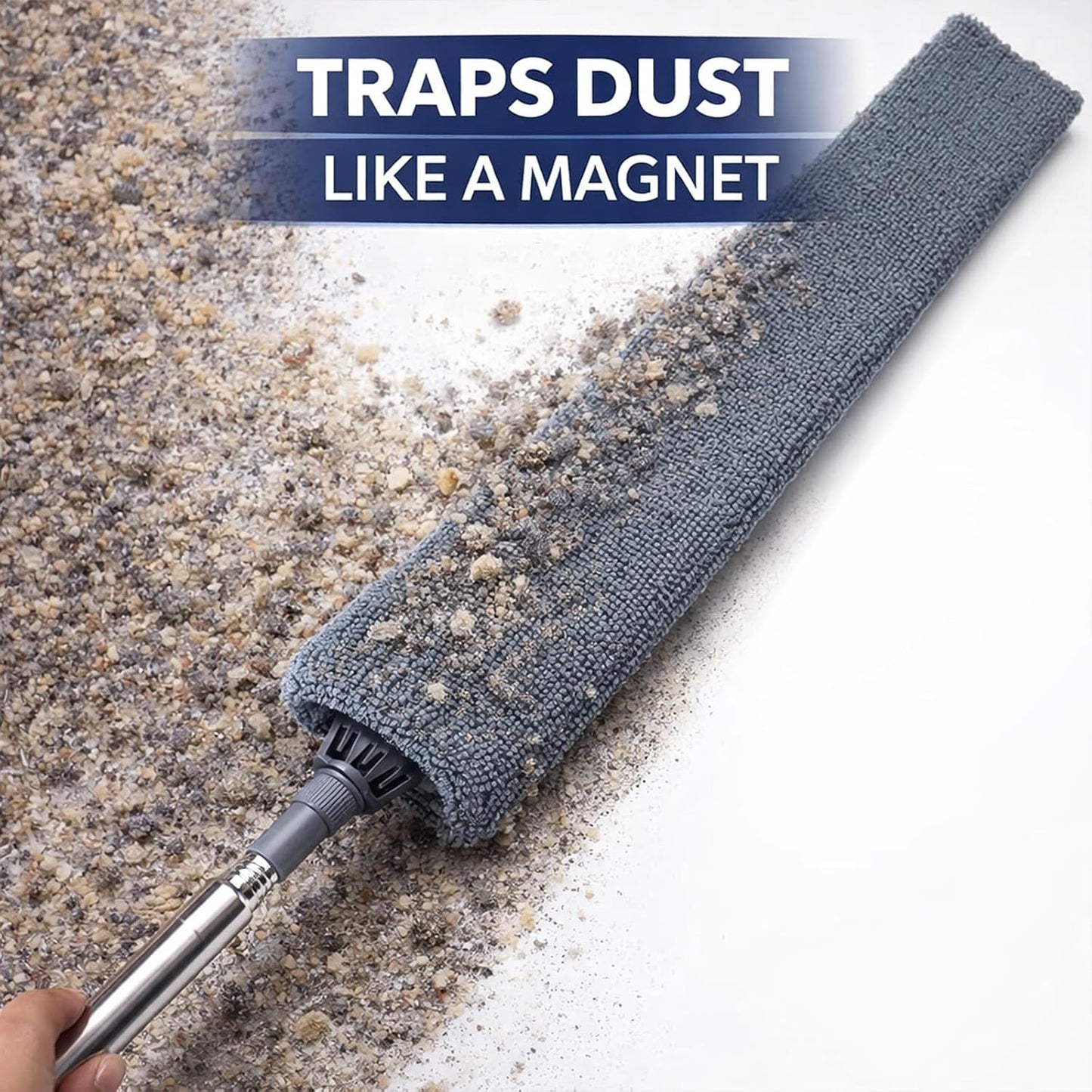 Retractable Gap Dust Cleaner with Extension Pole, Cleaning Tools with 3 Microfiber Dusting Cloths, Extendable Long Handle Duster for Cleaning Under Refrigerator Furniture Appliance