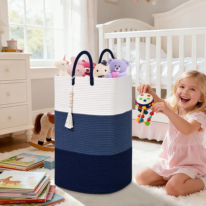 Woven Laundry Basket for Clothes, 65 L Large Rectangle Laundry Hampers - Image 4