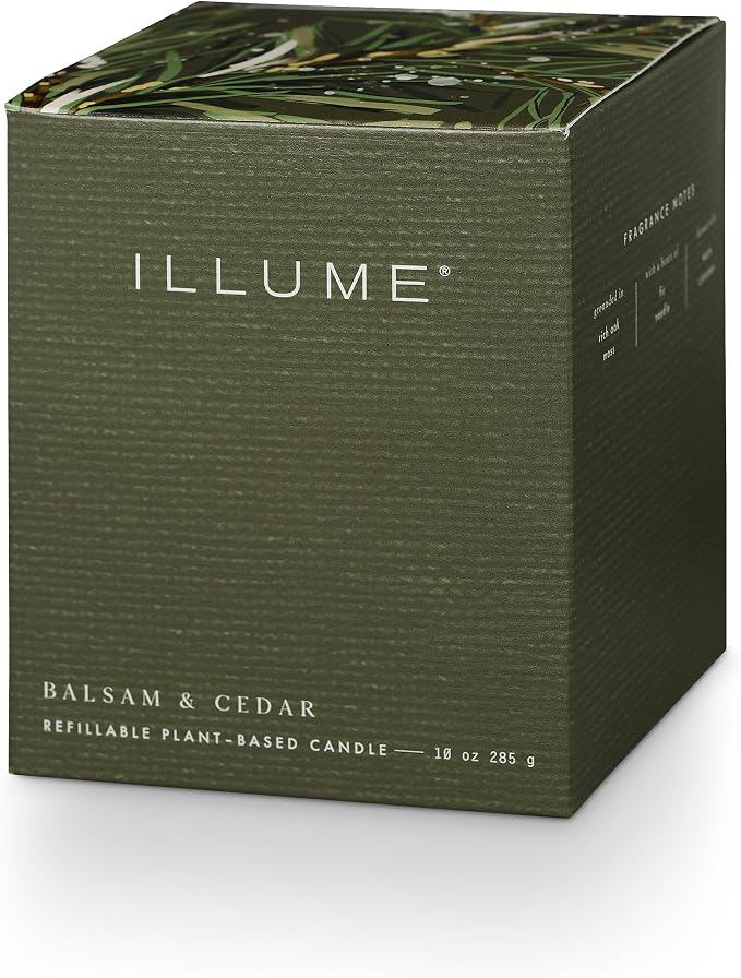 ILLUME Refillable Boxed Glass Candle, Balsam & Cedar - Image 7