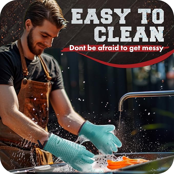 KITCHEN PERFECTION XL Silicone Smoker Oven Gloves -Extreme Heat Resistant BBQ - Image 6