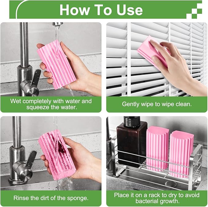 4-Pack Damp Clean Duster Sponge, Sponge Cleaning Brush, Duster - Image 3