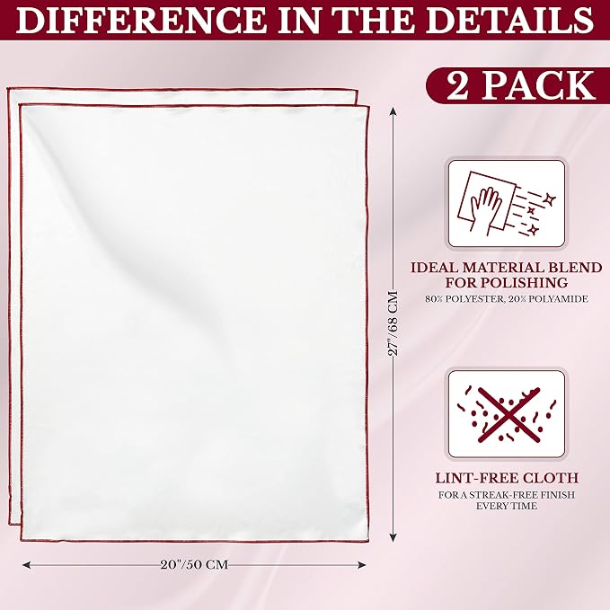 The 2-Pack Premium Microfiber Wine Glass Polishing Cloths, Large Lint-Free - Image 4