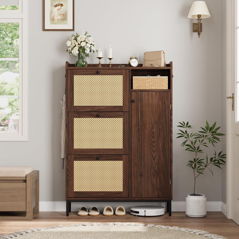 Garvee Shoe Cabinet with 3 Flip Drawers and 4-Tier Shoe Storage Cabinet, Free...
