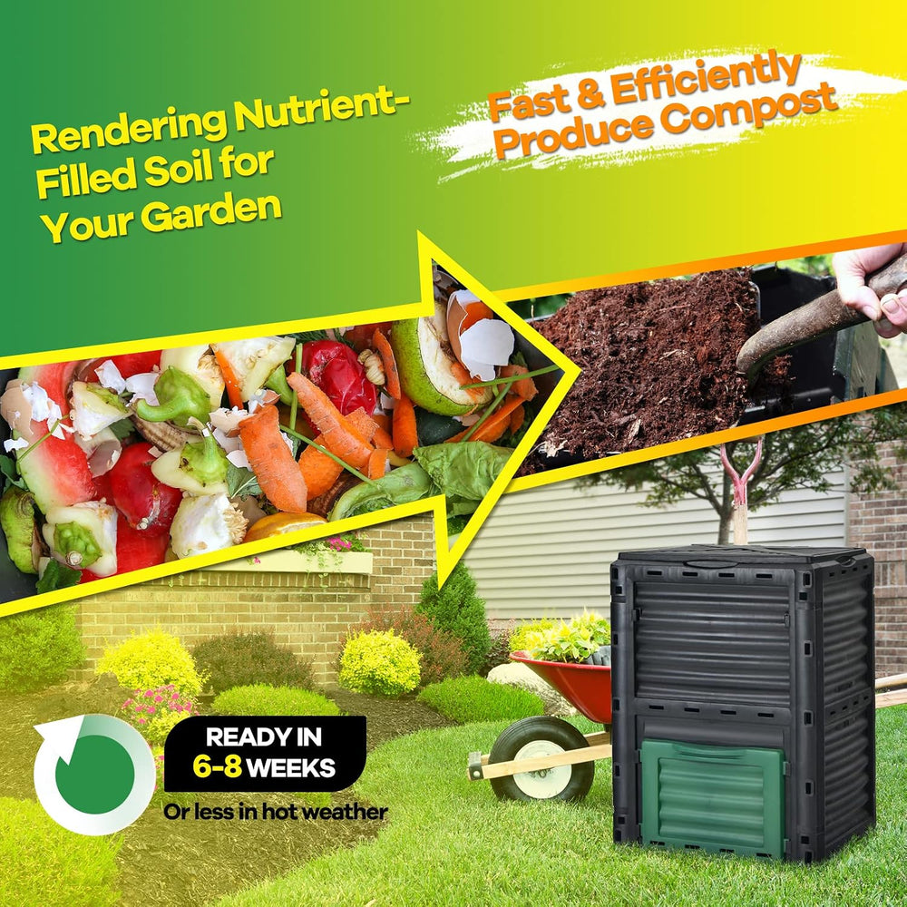 Goplus Compost Bin, 80 Gallon (300 L) Large Outdoor Composting Box w/Top Flip...
