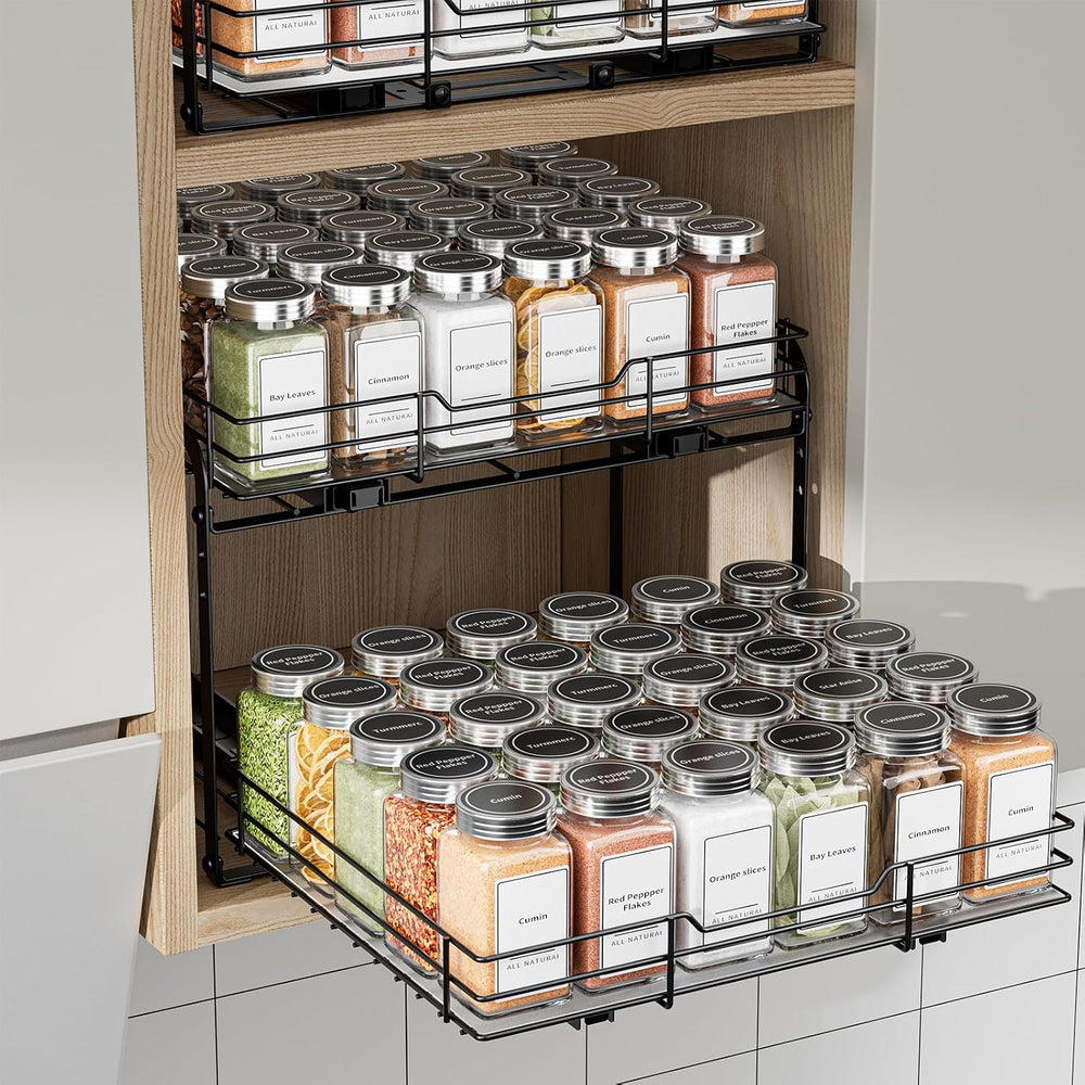 BOIVSHI 2-Tier Pull Out Spice Rack, Spice Rack Organizer, Pull Out Spice Rack...