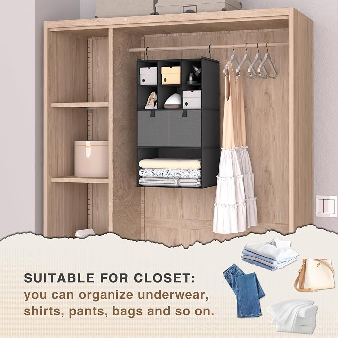 Hanging Closet Organizer 4 Shelves, 2 Drawers Closet Organization and Storage - Image 5