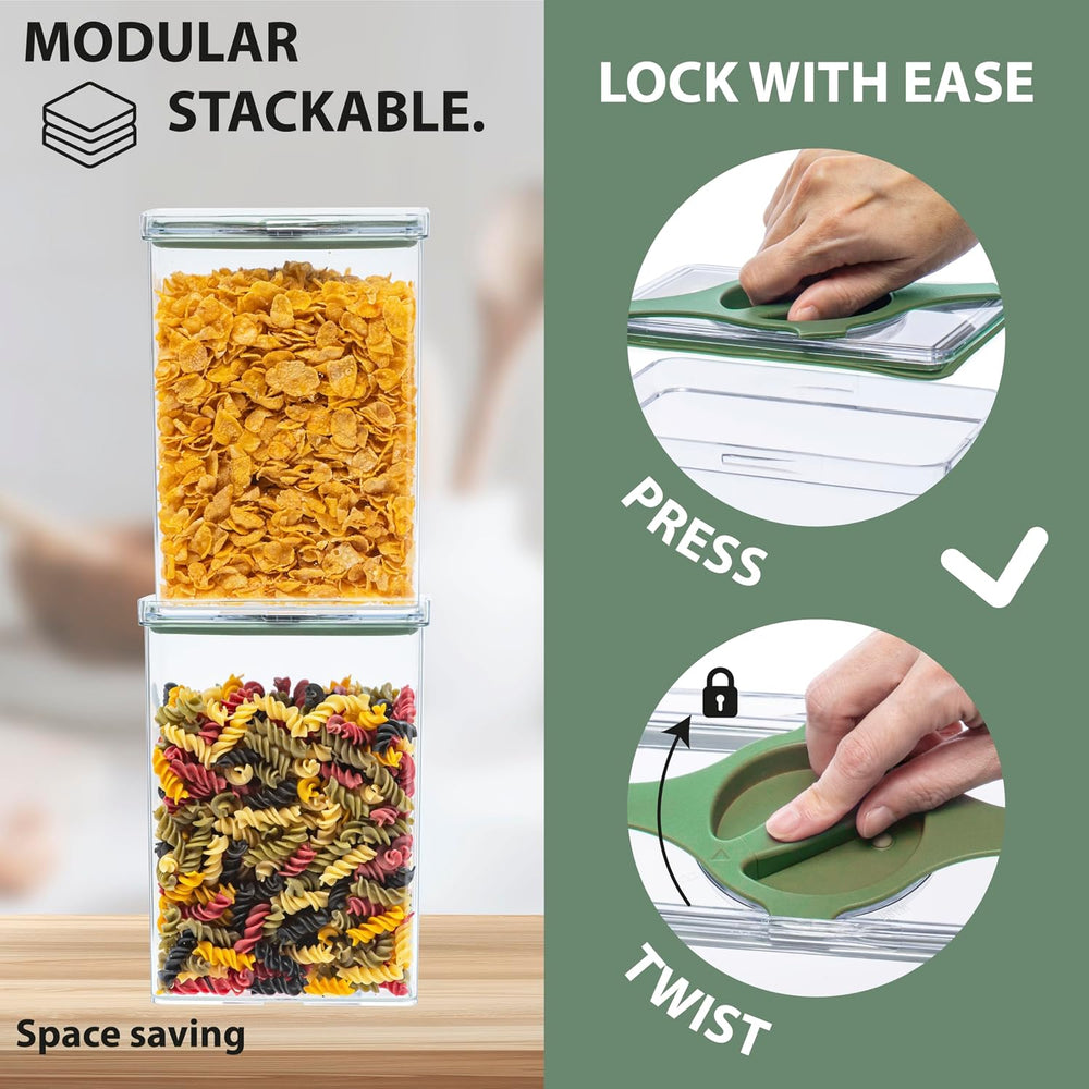 Airtight Pantry Storage Container 5 PC Set Twist-Lock Lid, Sand