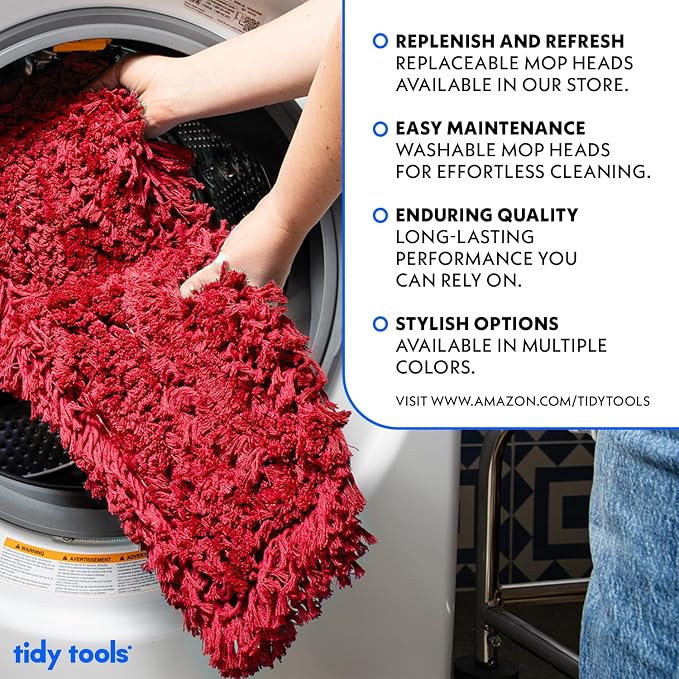 36 Inch Red Commercial Dust Mop & Floor Sweeper – Wood Handle Floor Mop - Image 6