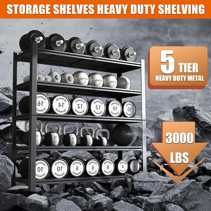 60"W Garage Shelving Heavy Duty Metal Shelving 3000LBS Storage Shelves - Image 4