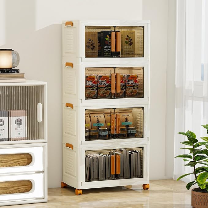 4 Tier Stackable Plastic Storage Bins by Unknown