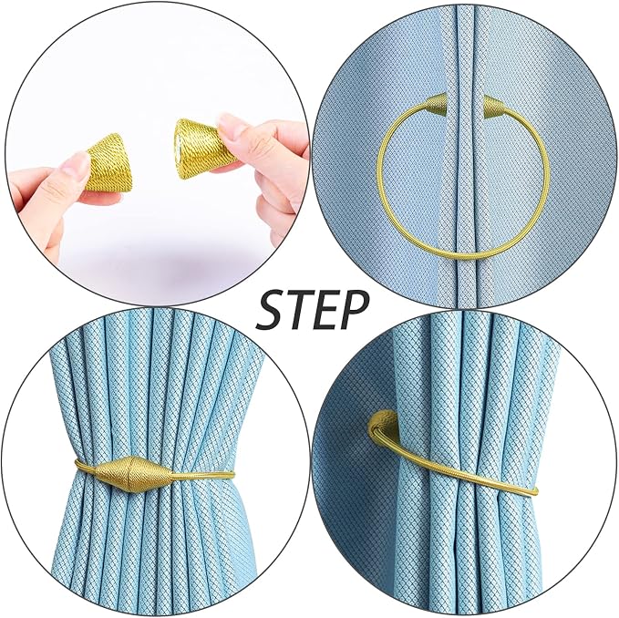 2 PCS Magnetic Curtain Tiebacks, European Style Convenient Drape Tie Backs - Image 2