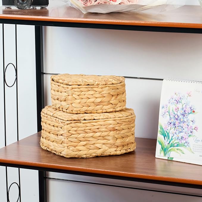 Set of 2 Heart Wicker Storage Bins - Image 2