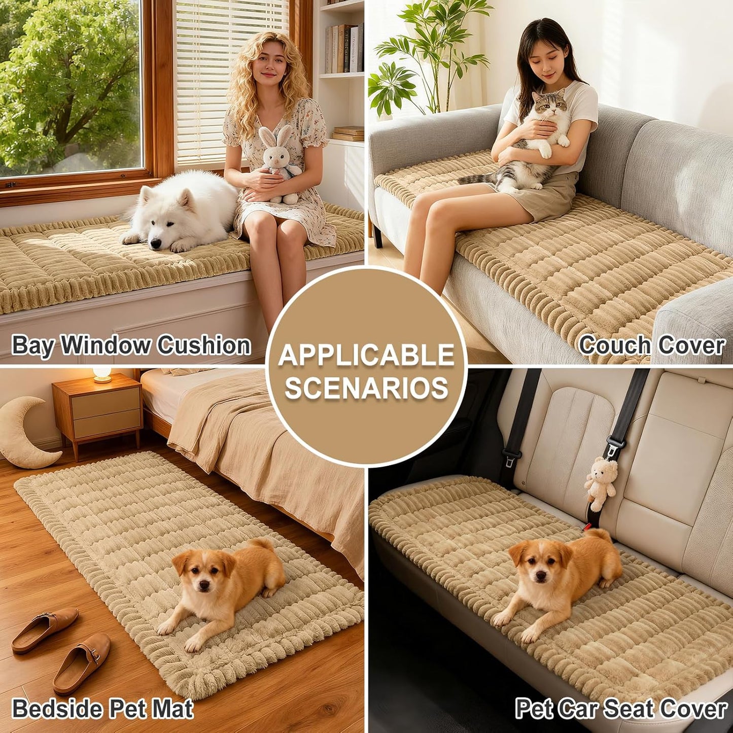 hyha Couch Cover for Dogs Washable, Non Slip Thick Flannel Sofa Protector, Pet Friendly Plush Furniture Cover for Sectional Sofa & Loveseat (Camel, 27.6" x 59")