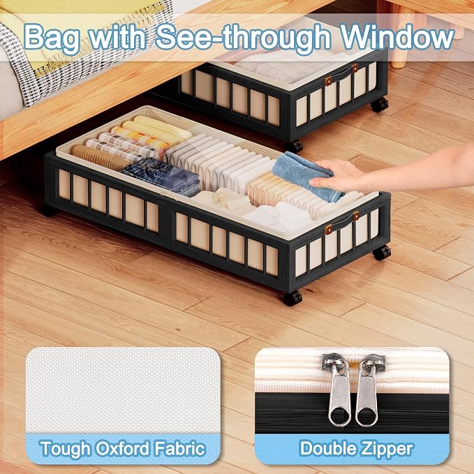 efluky 2-Pack Bamboo Under Bed Storage - Image 5