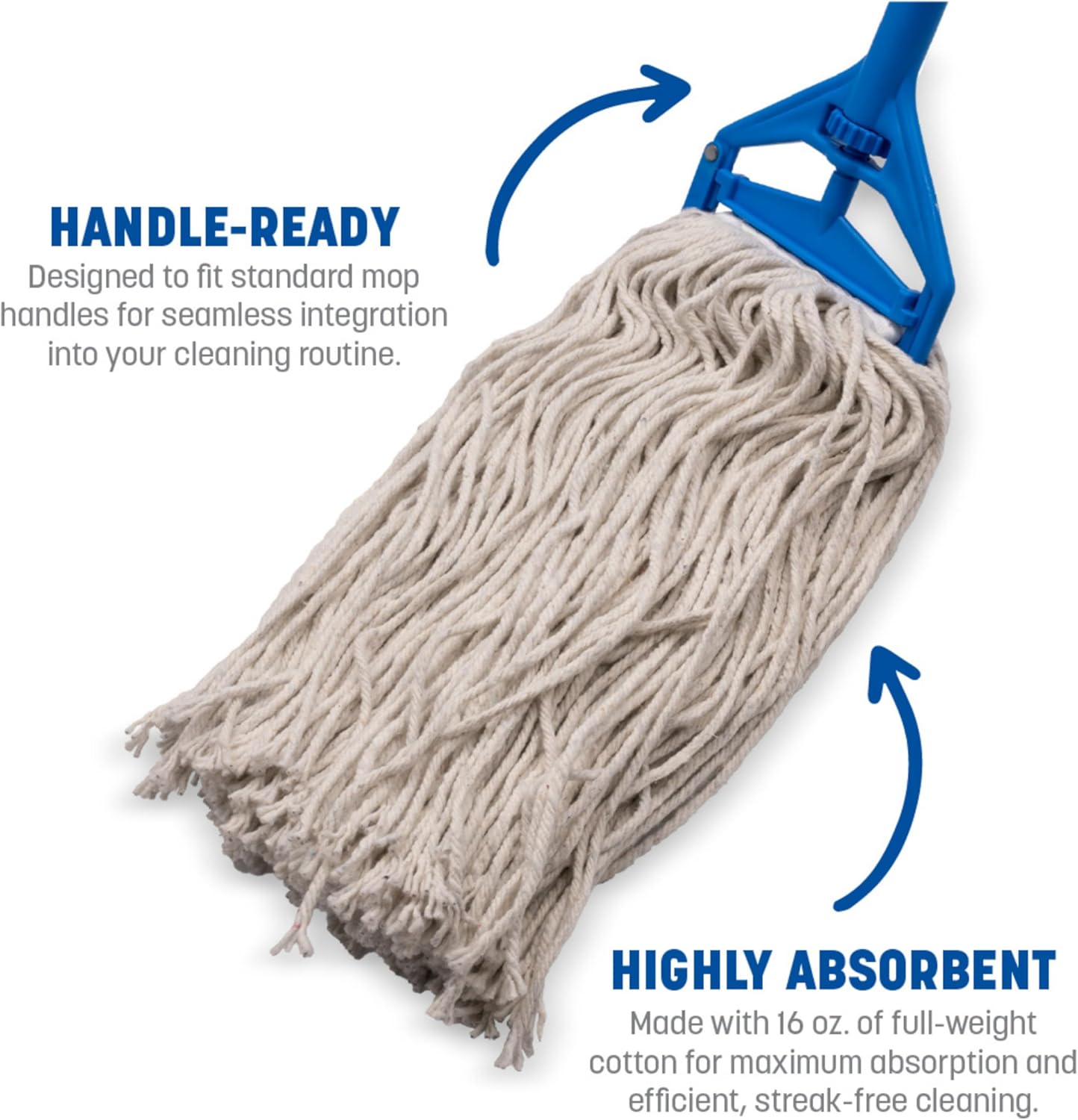SPARTA Cotton-fiber Head, absorbent Cotton-fiber Head Replacement, Floor Cleaning Essentials for Commercial and Home Use, 1 Count, 16 Oz