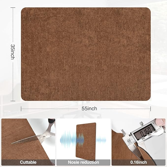 Placoot Desk Chair Mat for Hardwood Floor Corduroy Surface 1/6" Thick 55"x35" - Image 6