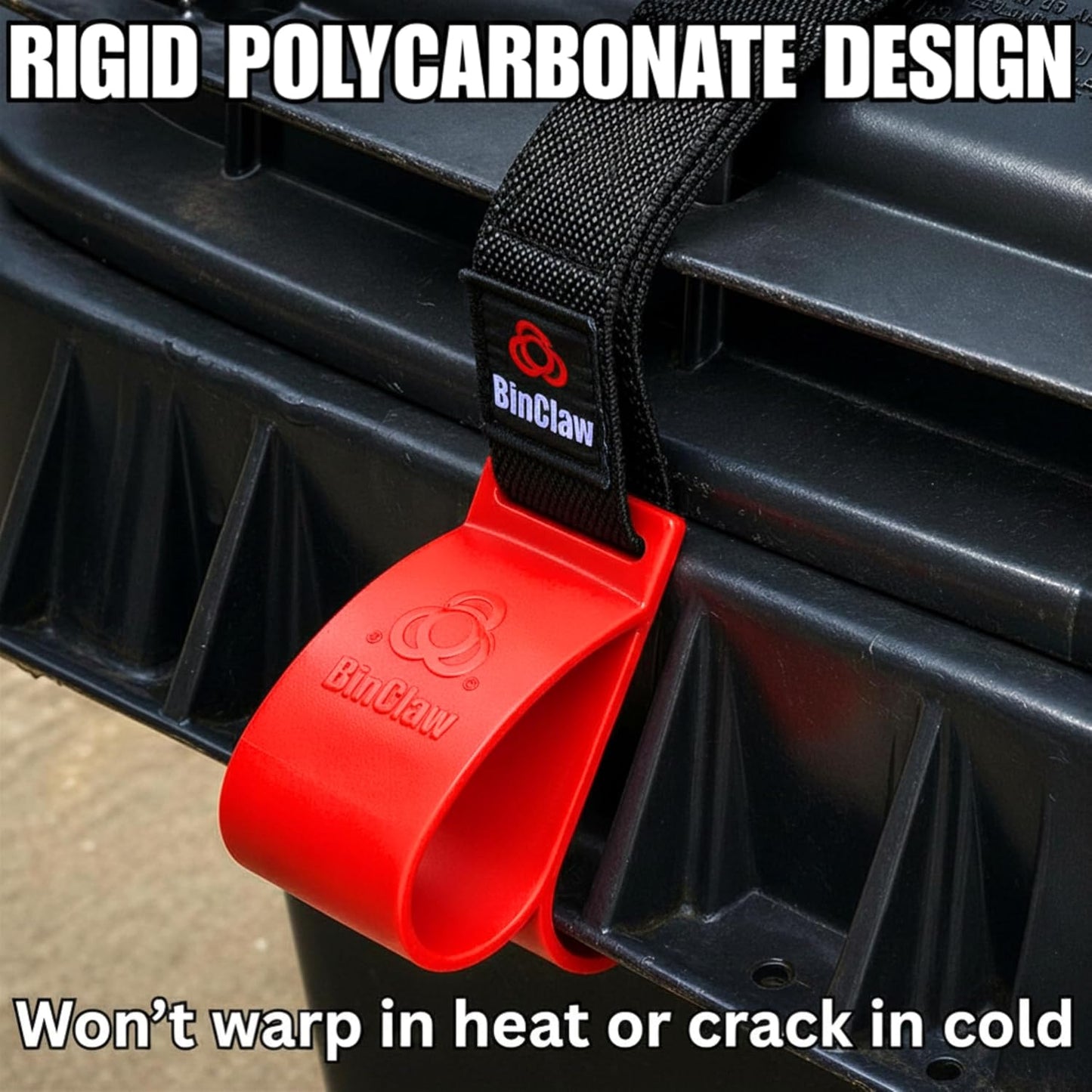 MAX Heavy Duty Trash Can Lock – Raccoon Proof Garbage Bin Lid Lock, Animal Resistant, Extreme Weather Polycarbonate, One-Hand Easy Use, No Drill Strap – Lock ONLY (Bin Not Included)