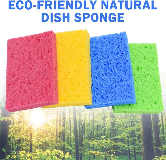 YoleShy 72 Pack Sponges Kitchen Natural Compressed Cellulose Sponges Bulk Non - Image 4