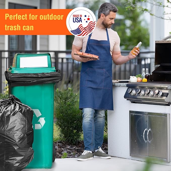 Delxo 55-60 Gallon Black Trash Bags, Durable & Puncture-Resistant Plastic - Image 5