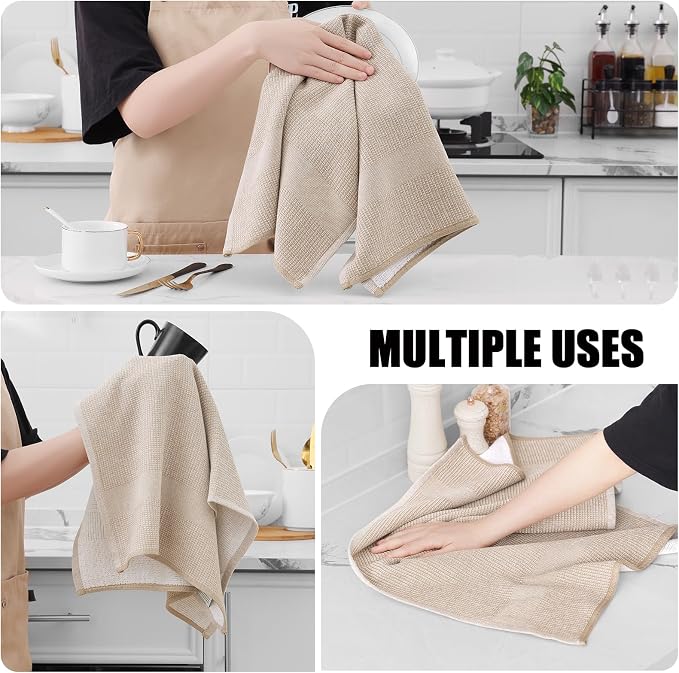 Homaxy Premium Kitchen Towels, Large Cotton Kitchen Hand Towels, Flat and Terry - Image 4